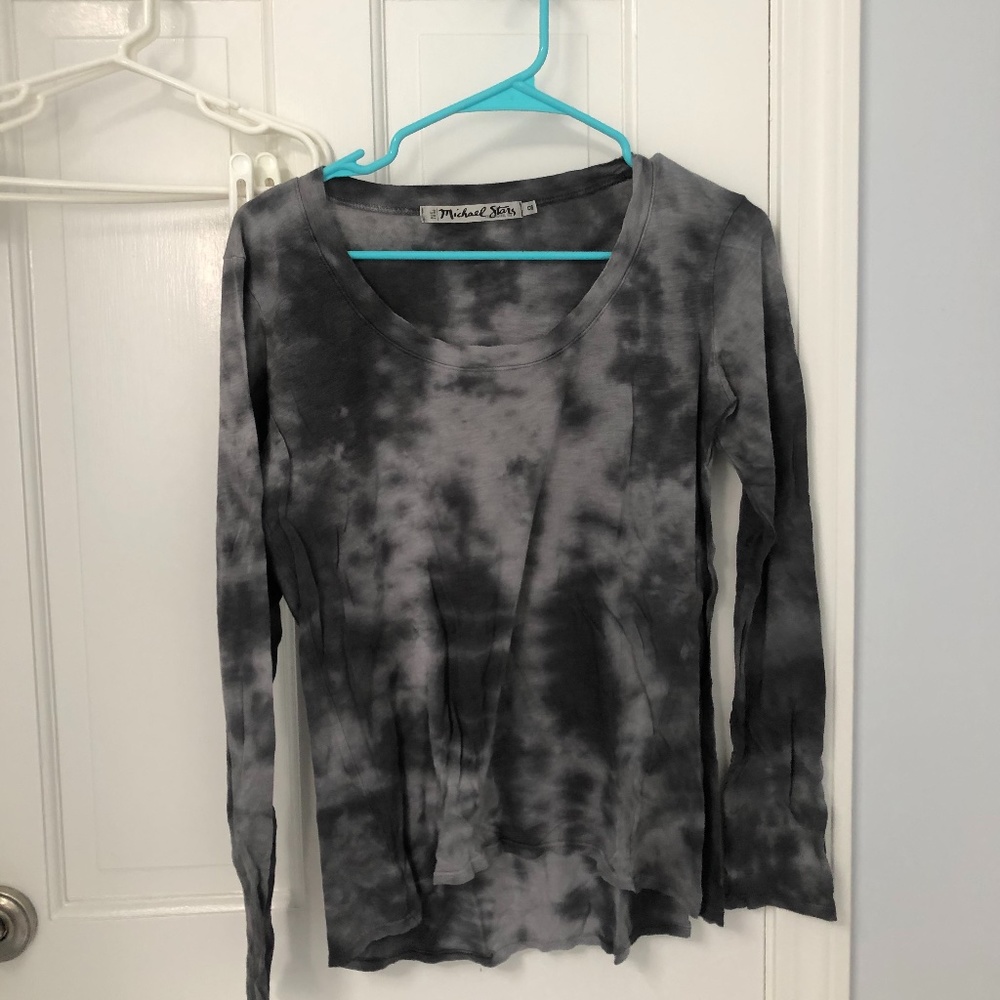 Michael Stars Grey and Black Tie Dye Long Sleeve